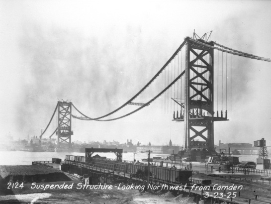 Original photograph of the building of the Benjamin Franklin Bridge by George A. Wonfor 